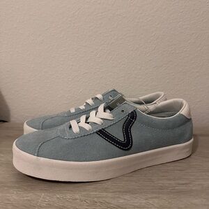 Vans Blue Suede Sneakers with White Soles